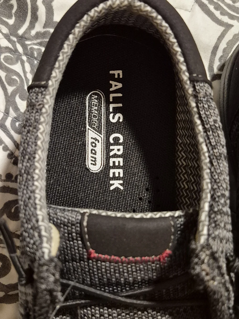 Falls Creek Men's Knit Slip-On Loafers in Gray and Black